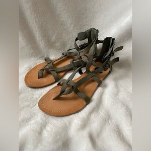 Green flat sandals